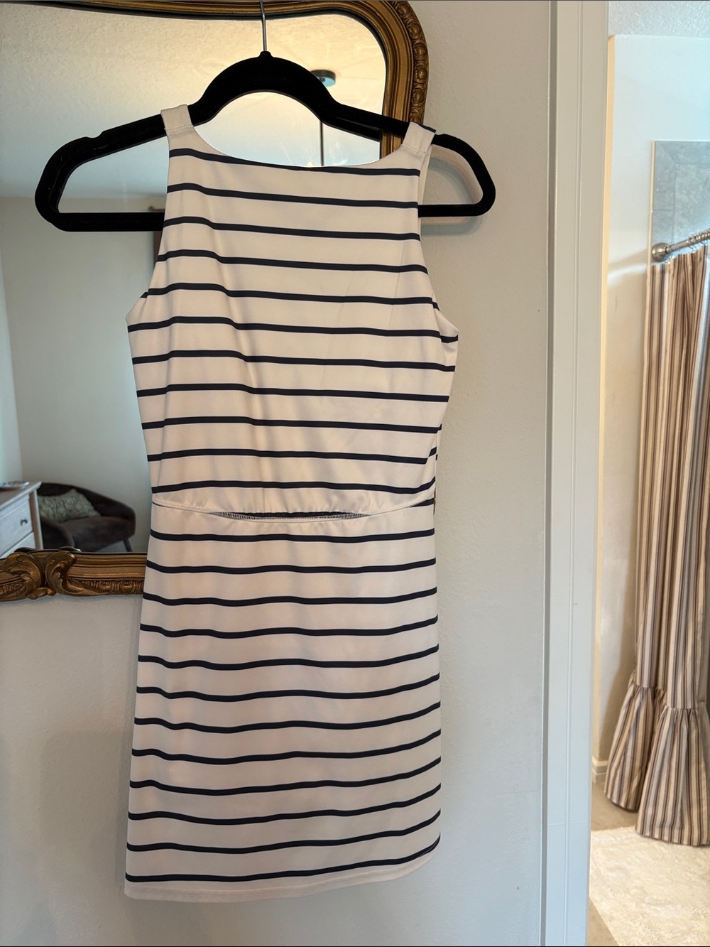 all in motion White and Navy Striped Sleeveless Active Dress